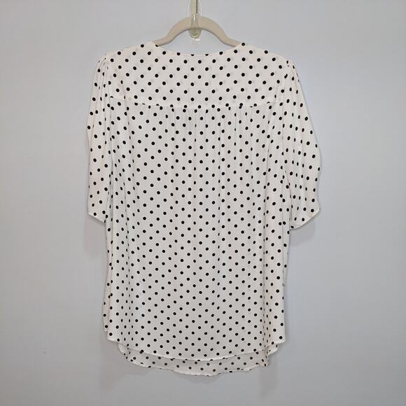 New Torrid Womens 2X Top Harper Georgette V-Neck Ruched Blouse Polka Dot - Picture 4 of 7